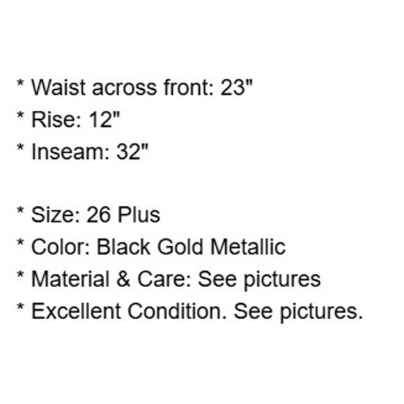 Lane Bryant Dress Pants Plus Sz 26 Black Gold Metallic The Allie Stretch Bootcut - Picture 4 of 10